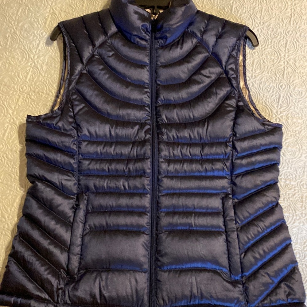 Navy blue down vest